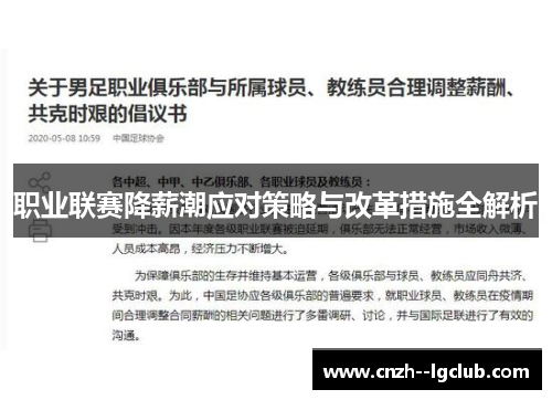 职业联赛降薪潮应对策略与改革措施全解析